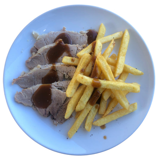 Chips Meal with Roast Pork & Gravy