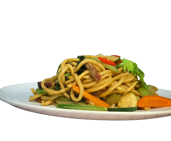 Stir fry egg noodle with Veg & BBQ pork*